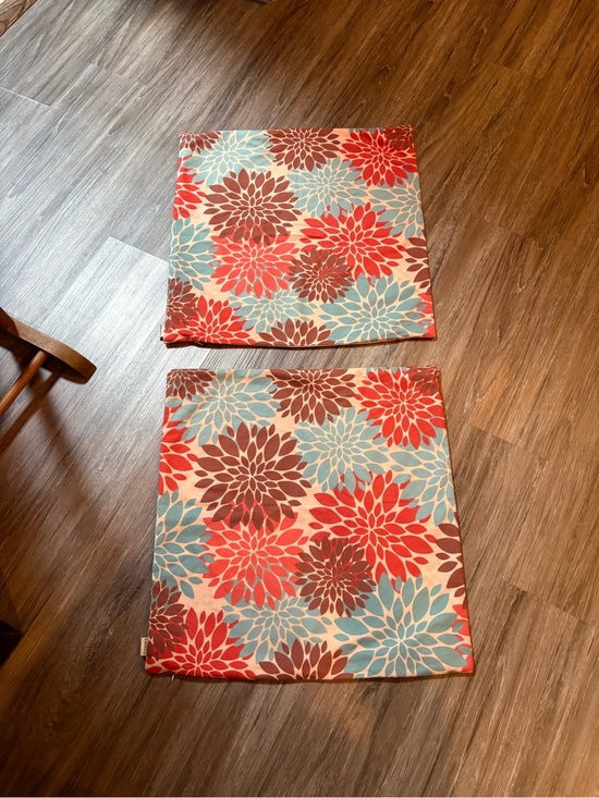 Emvency Other - Floral Pillow Covers in Coral, Teal & Brown 19x19
